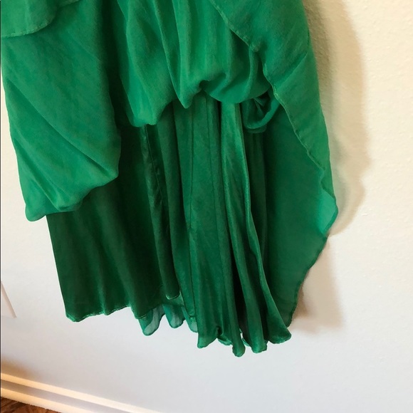 Emerald green chiffon dress - Picture 7 of 8